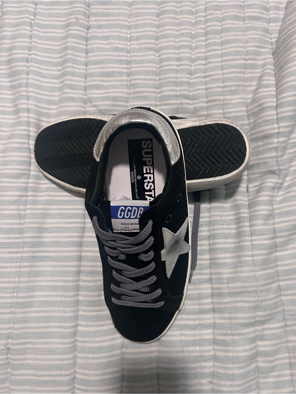 Golden Goose Black & Silver Superstar Low-Top Sneakers